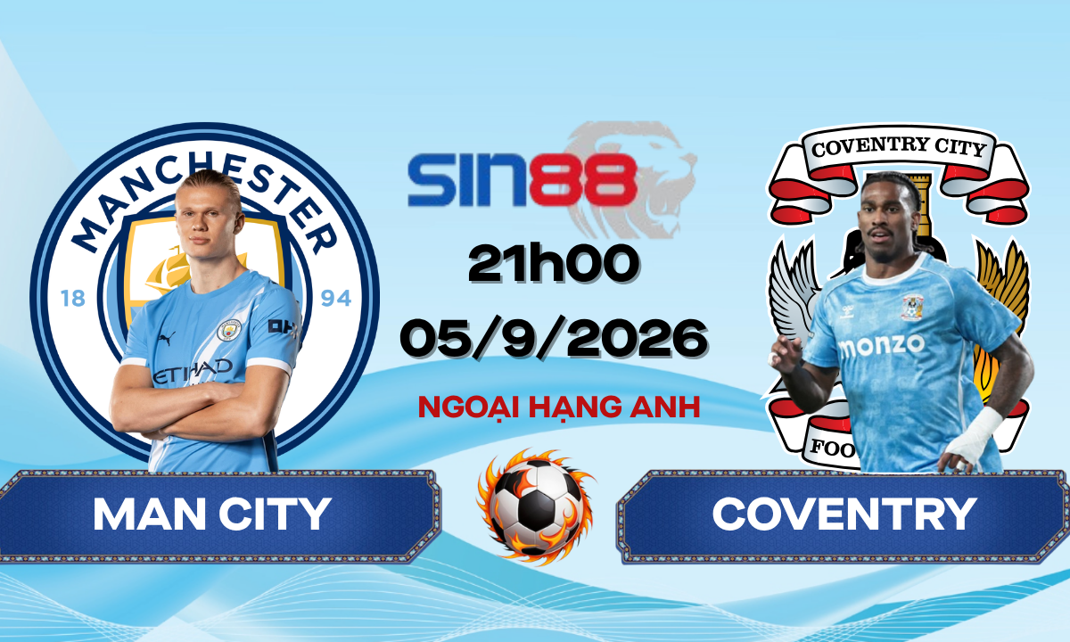 Soi kèo bóng đá Manchester City - Coventry 21h00 ngày 05/09/2026 - Ngoại hạng Anh