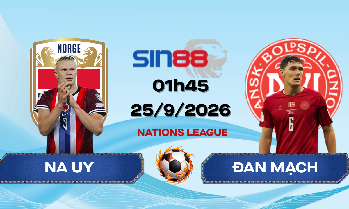 Soi kèo bóng đá Na Uy – Đan Mạch 01h45 ngày 25/09/2026 – Nations League