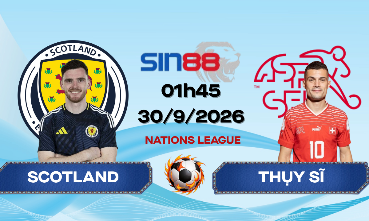 Soi kèo bóng đá Scotland - Thụy Sĩ 01h45 ngày 30/09/2026 - Nations League