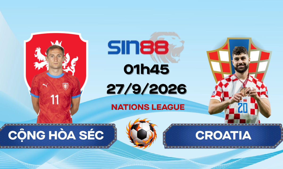 Soi kèo bóng đá Cộng hòa Séc – Croatia 01h45 ngày 27/09/2026 – Nations League