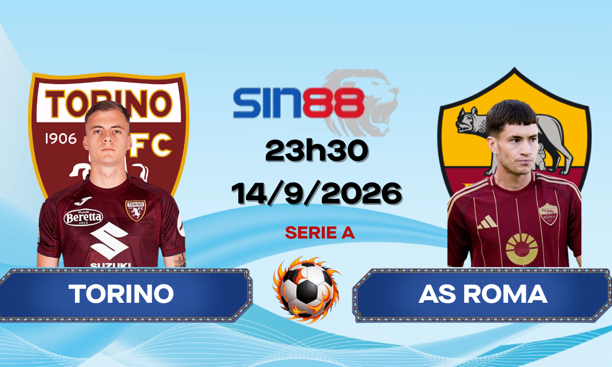 Soi kèo bóng đá Torino - AS Roma 23h30 ngày 14/09/2026 - Serie A