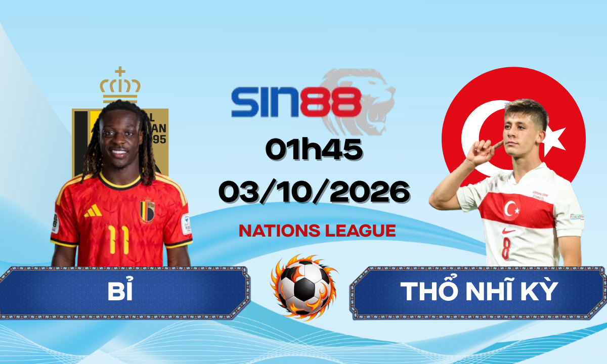 Soi kèo bóng đá Bỉ - Thổ Nhĩ Kỳ 01h45 ngày 03/10/2026 - Nations League