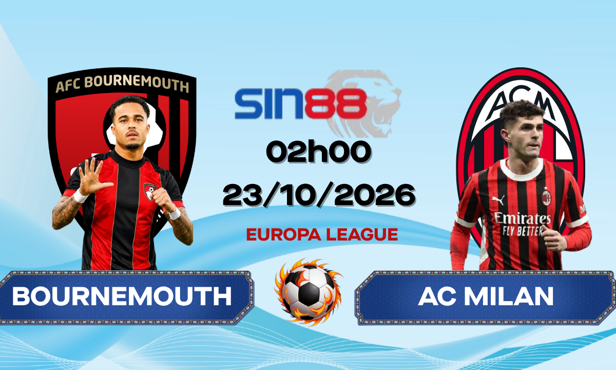 Soi kèo bóng đá Bournemouth - AC Milan 02h00 ngày 23/10/2026 - Europa League