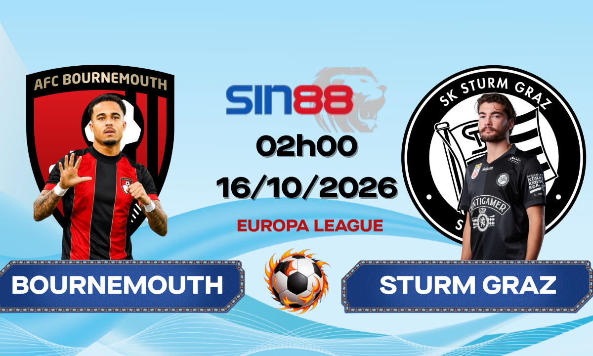 Soi kèo bóng đá Bournemouth - Sturm Graz 02h00 ngày 16/10/2026 - Europa League
