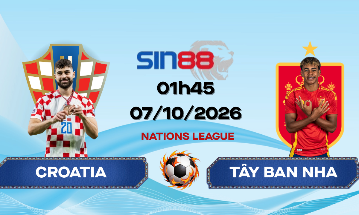 Soi kèo bóng đá Croatia - Tây Ban Nha 01h45 ngày 07/10/2026 - Nations League