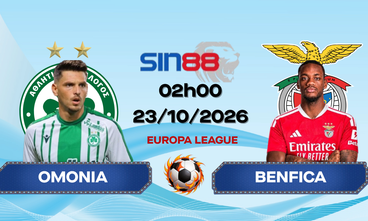 Soi kèo bóng đá Omonia - Benfica 02h00 ngày 23/10/2026 - Europa League